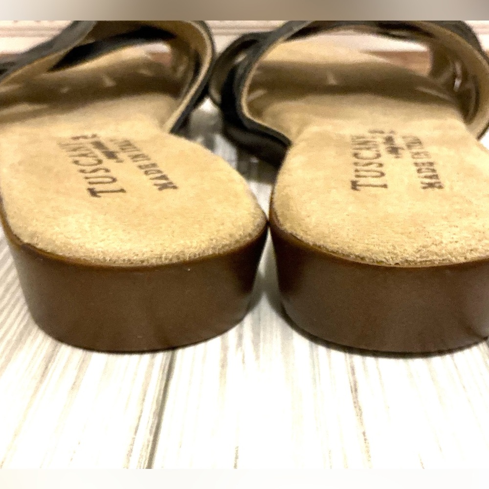 Woman’s Dark Blue Strappy Slide Sandals - Picture 6 of 10